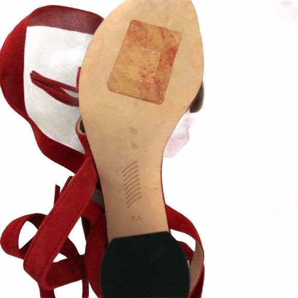 PAIGE suede lace up sandals firecracker red silver - Picture 11 of 15